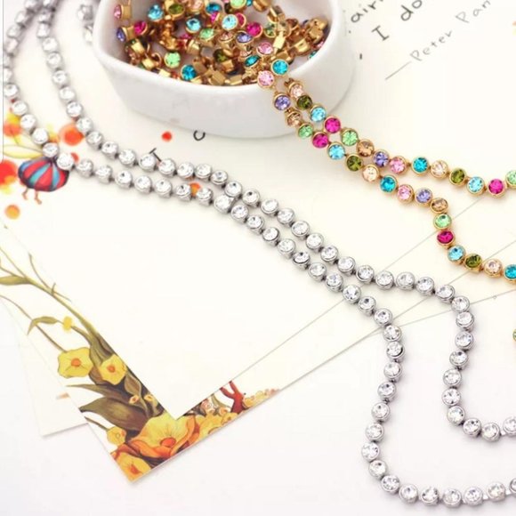 14k Swarovski Crystal Long Stunning Necklace - Picture 4 of 6